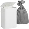 Relaxdays Cesto portabiancheria, 2 Scomparti, bambù, 105 L, Pieghevole con Coperchio, smistamento