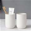 BSDISP Portaspazzolino da bagno - Set di 2 tazze in ceramica per spazzolino da denti e dentifricio, bicchieri da bagno bianchi riutilizzabili, tazza per collutorio, organizer da bagno