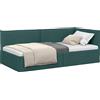 vidaXL Struttura letto ad angolo con testiera verde scuro 80 x 200 cm in tessuto
