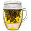Creano Bicchiere da Tè Sfuso Tutto in Uno da 400 ml, Grande Tazza da Tè con Filtro in Vetro e Coperchio in Vetro, Teiera in Attraente Confezione Regalo Trasparente 1 Pezzo (Confezione da 1)