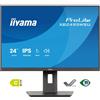 iiyama XB2495WSU-B1 Monitor IPS ProLite da 24 pollici con cornice sottile su tutti e quattro i lati e supporto regolabile in altezza di 150 mm