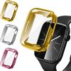 iVoler 3 Pezzi Clear Cover con Pellicola Protettiva per Apple Watch 41mm Series 9 8 7, Copertura Completa Custodia Anti-Graffio Ultra Sottile Morbida TPU Case, Oro + Argento + Rosa