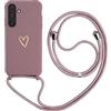 Anfire Cover per Samsung Galaxy A35 5G con Cordino, MoEvn Custodia con Laccio Collana Regolabile Morbida TPU Silicone Case con Motivo Cuore AntiGraffio Antiurto Protettiva Cover per Samsung A35 5G, Rosa