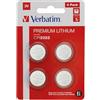 VERBATIM Premium Batterie a Bottone al Litio CR2032 3V 220mAh - confezione da 4 pezzi