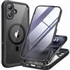 Miracase Custodia magnetica per iPhone 16 da 6,1, compatibile con MagSafe, custodia integrale con pellicola protettiva in vetro integrata e protezione per fotocamera, custodia a prova di caduta,