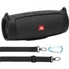 co2CREA Custodia in silicone per JBL Charge 4 Speaker Bluetooth Portatile (Moschettone a gancio + tracolla + silicone nero)