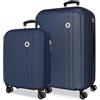 Roll Road Menorca Marine Set di Bagagli 46x65x24 cm Rigido ABS Lucchetto a Combinazione Integrato 91L 6.05kg 4 Doppie Ruote Estensibile Bagaglio a Mano