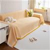 VanderHOME Copridivano Super Soffice, Plaid divano Decorativa a Motivi Moderni in cotone Waffle con Frangia per Divano/Letto/Esterno, Copriletto Multiuso Divano 180 * 340cm-Giallo