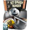 SMASHI BURGER SMASHI® Kit Smash Burger Professionale in Acciaio Inox 304 Certificato Contatto Alimenti UE | Pressa Hamburger + Spatole con Manico in Legno + Accessori | Include 25 Ricette (Classico)