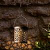 Lights4fun Lanterna Solare da Appendere Marocchina Colore Bronzo a LED Bianco Caldo da 11,5 cm per Arredo Esterni