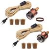 LQUNFYL 2PCS Kit Lampada Bottiglia, Portalampada E27 con Cavo di Canapa da 240CM, Supporto per Lampada Bottiglia, 3 Tappi Flessibili, Adattatore per Bottiglia per Portalampada, Può Fare da Paralume, Rosso