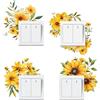 GORGECRAFT 8pz 4 Stili Adesivi Interruttori A Fiori Gialli in PVC Impermeabile Decalcomanie Prese di Corrente Motivo Girasoli e Margherite Adesivi Murali Casa Ufficio Soggiorno Camera da Letto Bagno