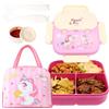 WFKKMEQ Unicorno Scatole Bento Kit, Porta Pranzo Lunch Box con Borsa Termica Posate Schiscetta Pranzo con Scomparti Borse Frigo Pranzos Bento Box Studente Portapranzo Portatile per Picnic Scuola Uffici