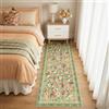 INOVADAY Tappeto Lavabile 60x180 cm, Stile Boho, Pelo Corto, Antiscivolo, Design Stampa Floreale, per Cucina, Corridoio, Camera da Letto, Camera dei Bambini, Ingresso, Bagno, Verde Chiaro