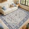 Topfinel Tappeto Vintage 200x300 cm Blu, Tappeto Boho Orientale a Pelo Corto, Lavabile in Lavatrice, Antiscivolo e Morbido, Grande Tappeto per Soggiorno, Camera da Letto, Sala da Pranzo, Ufficio