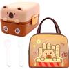 WFKKMEQ Capybara Scatole Bento Kit, Porta Pranzo Lunch Box con Borsa Termica Posate Schiscetta Pranzo con Scomparti Borse Frigo Pranzos Bento Box Studente Portapranzo Portatile per Picnic Uffici Scuola