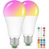 ChangM 2 Pezzi RGB+Ambra Lampadina LED E27 con Telecomando 2000K, 12W Ambra Antiluce Blu Lampadina, Camera da Letto, Camera per Bambini, Soggiorno 2000K