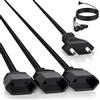 AiQInu Prolunga Elettrica Europeo Type C 3 Metri, 3 in 1 Prolunga Piatta Compatta Europea 250 V/2,5 A, Prolunga Compatta per Casa Ufficio Viaggio, Nera
