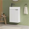 EMKE Lavandino con mobiletto da 41 cm, compatto lavabo con vasca in ceramica per WC ospiti e piccolo bagno, lavabo con mobiletto, bianco