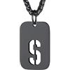 Richsteel Collana con Ciondolo a Forma di Lettera A-Z 26 Personalizzabile con Lettera dell'Alfabeto con Catena di Grano Resziabile Placcato Oro/Nero e Acciaio Inossidabile Gioielli Unisex