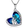 enjoylifecreative Collana in argento Sterling per madre e figlia con ciondolo madre e figlia con cuore blu, cristallo, compleanno, festa della mamma, Argento sterling, Zirconia cubica