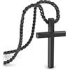 SERASAR Catena da Uomo Collana con Ciondolo in Acciaio Inossidabile - 60cm Nero Regalo per Croce Fascia di Gioielli Gesù