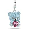 Swarovski Charm Idyllia, Taglio misto, Orsetto, Blu, Placcato rodio