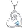 FJ Collana Farfalla Argento 925 Donna Collana con Ciondolo Marzo Pietra Portafortuna Acquamarina Gioielli Regalo per Donna