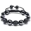 Bling Jewelry Braccialetto Nero In Ematite Con Cristalli Pave Per Donne E Uomini Con Cordino Nero Regolabile