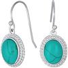 Bling Jewelry Stile Occidentale Turchese Blu Milgrain Cavo Bordo Ovale Gemstone Orecchini A Goccia Per Le Donne .925 Sterling Silver Filo Gancio Di Pesce