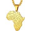 Richsteel Collana da Uomo in Acciaio Inossidabile con Mappa dell'Africa Personalizzata con Ciondolo Mappa dell'Africa Ciondolo Occhio di Horus Animali con Confezione Regalo Per Uomini e Donne