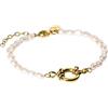 Purelei Bracciale con perle d'acqua dolce e occhiello per perline, in acciaio inox placcato oro 14 K/18 K, 16-19 cm, elegante e combinabile, regolabile, Eine Grösse, Acciaio inossidabile, Agata