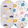 Aolso Lenzuola Culla 2 Pezzi, Set Lettino Neonato Poliestere per Carrozzina, Lettino, per culle con sbarre e letto singolo bambino 84x41cm-Little Elephant/Floating Cloud