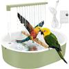 Gatphy Vasca da bagno per uccelli, 32 x 26 cm, per pappagallini, in PP, verde, stile fresco, circolazione automatica dell'acqua piovana, con 26 prese d'acqua per pappagallini ondulati