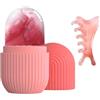 MENUY Ice Roller - Rullo per ghiaccio per il viso, in silicone, riutilizzabile, 4 in 1, per il raffreddamento, la raffinazione dei pori e la cura della pelle (rosa)