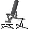 Zipro Panca pesi Zipro regolabile Pumpiron - Robusta panca da allenamento con carico massimo di 350 kg Profilo Panca inclinata e panca piana per home gym Ruote di trasporto incluse