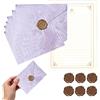 Haplos 6 Buste, 20 Fogli A5 14,5x21cm, 6 Sigilli Decorativi, Viola | Tonalità viola elegante con carta e sigilli per realizzare inviti, lettere e biglietti fatti a mano.