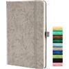 Beinushor Journal Puntinato - Taccuino Puntinato A5, Dotted Journal con Carta da 120GSM, 164 Pagine Punteggiate, Passante per Penna, Tasca Interna, Fascia Elastica, Grigio Chiaro