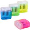NJCXOLA 8 Pezzi Temperino Con Serbatoio, 4 Colori Doppi Fori Con Contenitore per Diversi Tipi di Matite, Studenti, Scuola, Ufficio, Viaggi - Blu, Giallo, Rosa, Verde