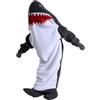 Ruiuzioong Coperta a forma di squalo per adulti, coperta indossabile con cappuccio, super morbida e accogliente, coperta indossabile, sacco a pelo, cosplay, costume da squalo, idea regalo, Grigio scuro, M for