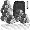 Qinzave Bigodini neri con clip auto grip bigodini per capelli lunghi, medi, corti, spessi, sottili, voluminosi