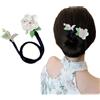 Upstore Creatore per chignon con fiori di camelia con strass, farfalla e cristallo, accessorio per capelli per donne e ragazze