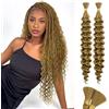 RUWISS 50 cm Wave Cochet Braids Extension Capelli Treccine Ricci Ondulati Sintetici Extension Treccine per Donne 2 Fasci/Confezione (120g, Biondo Honey)