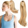 Silk-co Coda Extension Capelli Lisci Cavallo Finta con Pinza Biondo Dorato/Biondo Chiaro Ponytail Punte Ondulate 30cm 80g