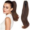 Silk-co Coda Extension Capelli Lisci Cavallo Finta con Pinza Marrone Medio/Castano Rossiccio Chiaro Ponytail Punte Ondulate 40cm 100g