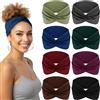 Kavya 8 Pezzi Fascia per Capelli Donna, Elastico Morbido Largo Boho, Bandana Multicolore per Yoga e Sport (Verde mela)