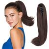 Silk-co Coda Extension Capelli Lisci Cavallo Finta con Pinza Nero Naturale/Castano Rossiccio Scuro Ponytail Punte Ondulate 30cm 80g