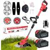 BUIOXMNO Decespugliatore a Batteria 21V - Tagliabordi Elettrico Ultralight 2,36 kg Con 4,0 Ah, Caricatore Incluso - Ideale per Uso Domestico