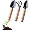 NEUSID Set di attrezzi da giardino, 3 pezzi, paletta da giardino, piccola con manico in legno, pala da giardino, per bonsai, pianta in vaso