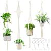 XIANGLONGY Supporto Piante Sospese Macramè, Porta Piante da Appendere in Corda Cotone, Sospensione per Vasi da Interno Esterno Balcone, Decorazione Boho Casa (4 PCS)